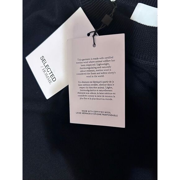 Selected Homme Men’s S Navy 100% Merino Wool Mock Neck Knit Sweater NWT - Picture 6 of 10